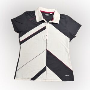 ANNIKA by CUTTER & BUCK Women Polo Shirt, White & Gray Touch of Pink, Size Large